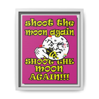 shoot the moon again - framed canvas art (pink)