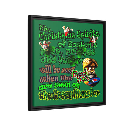 christmas spirits of boston - framed canvas art (dark green)