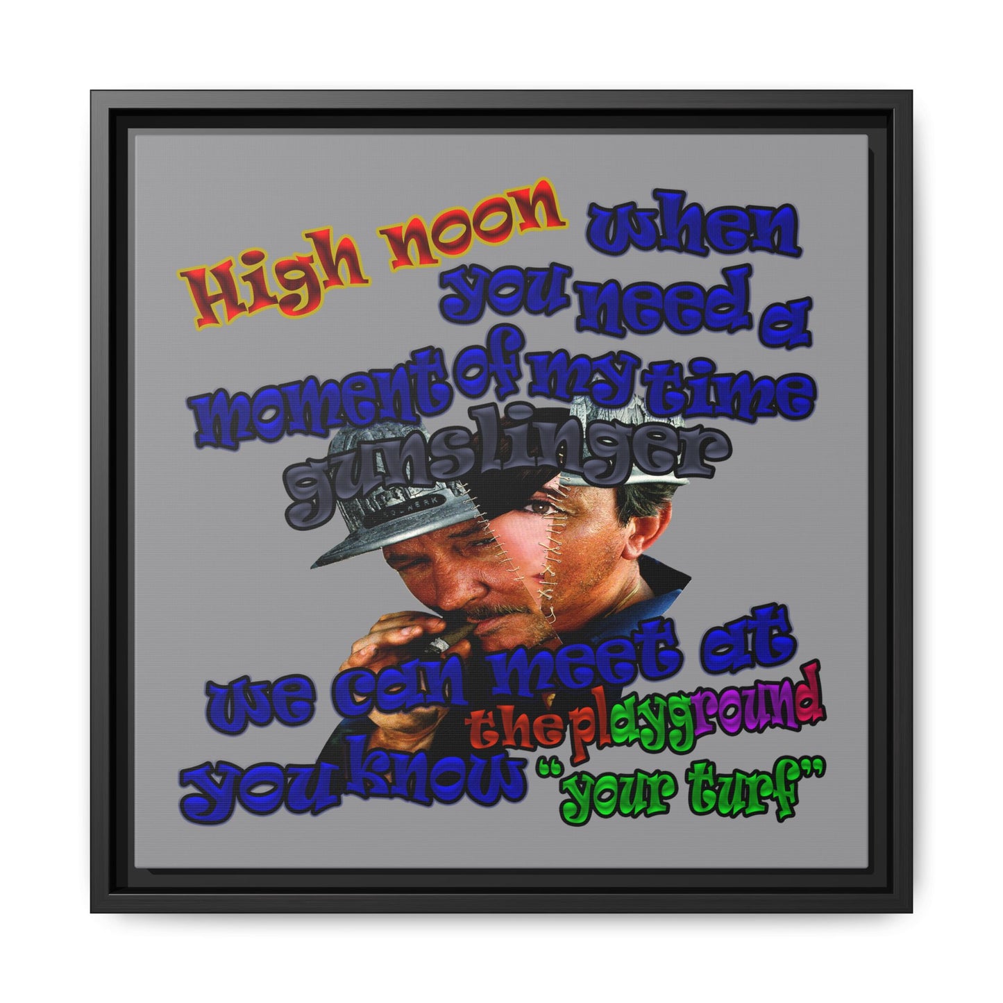 high noon - framed canvas art (grey)