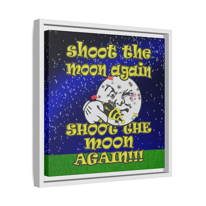 shoot the moon again - framed canvas art ('snoops' background)