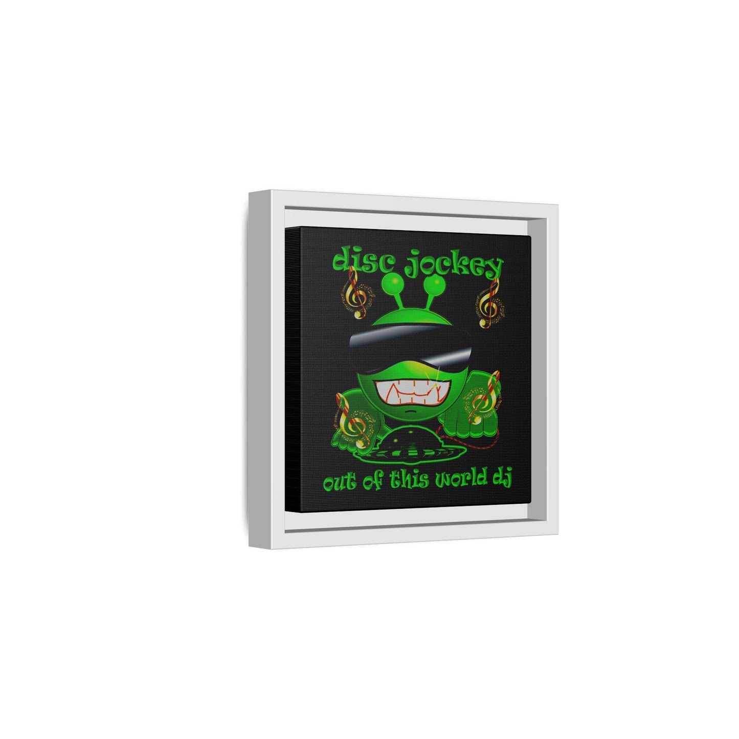 disc jockey - framed canvas art (black)