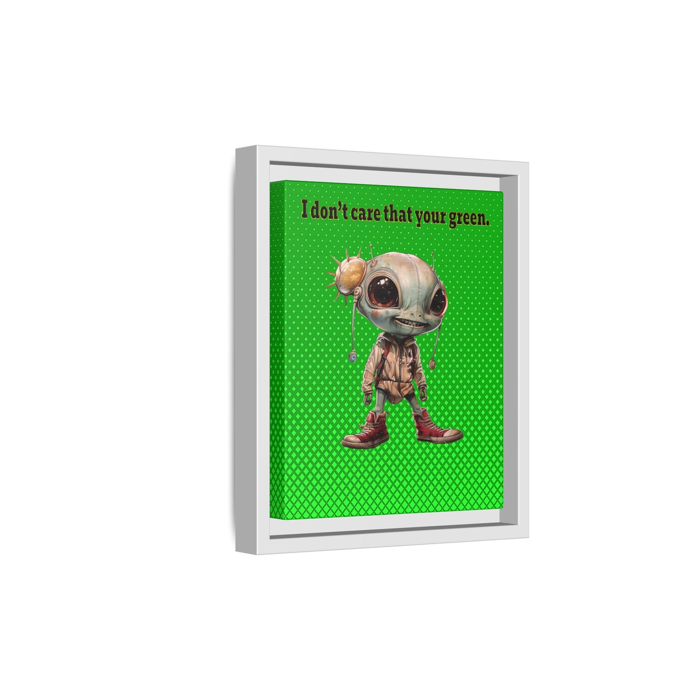 I don't care that your green - framed canvas art (logo green)
