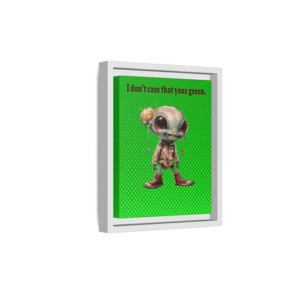I don't care that your green - framed canvas art (logo green)