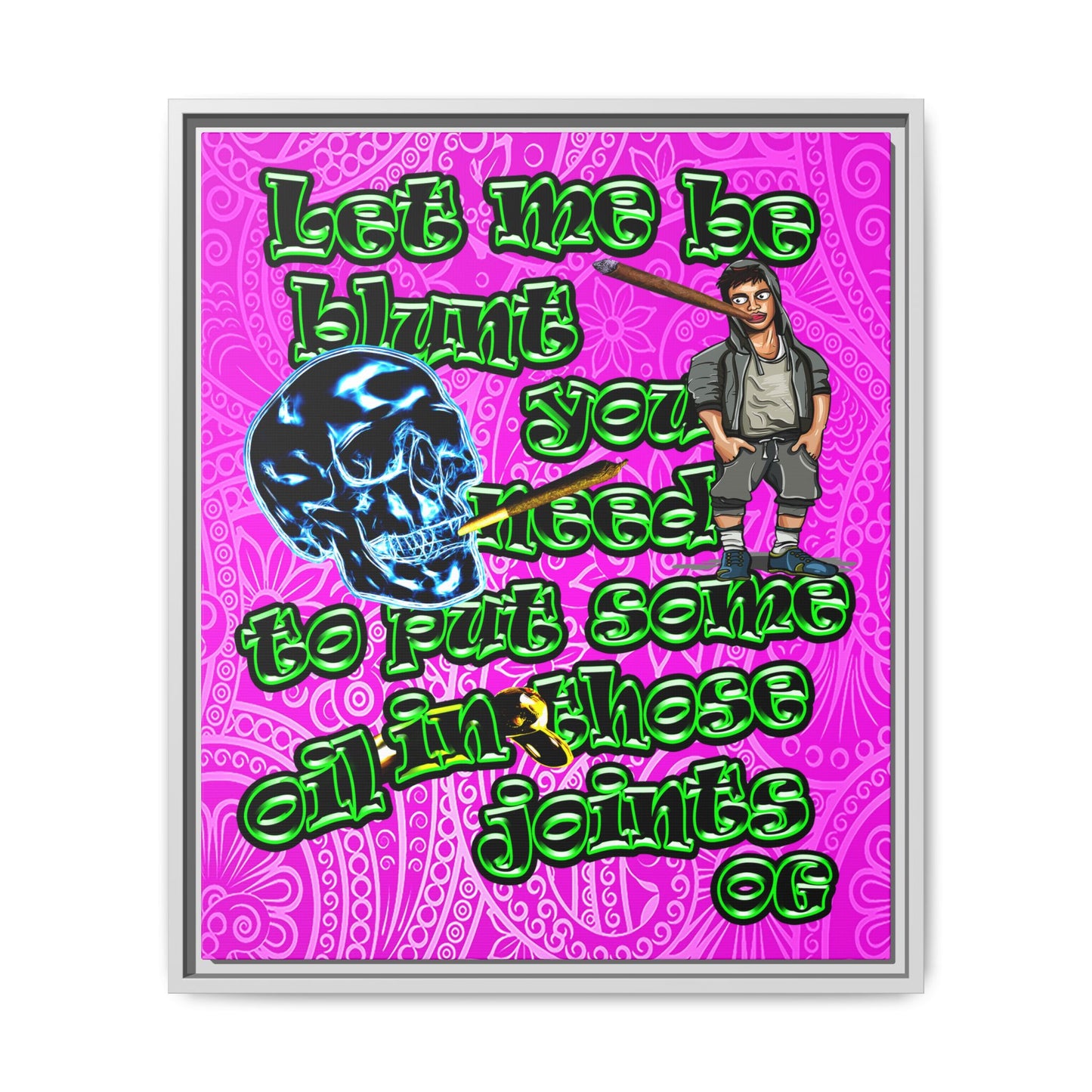 og - framed canvas art (pink swirl)