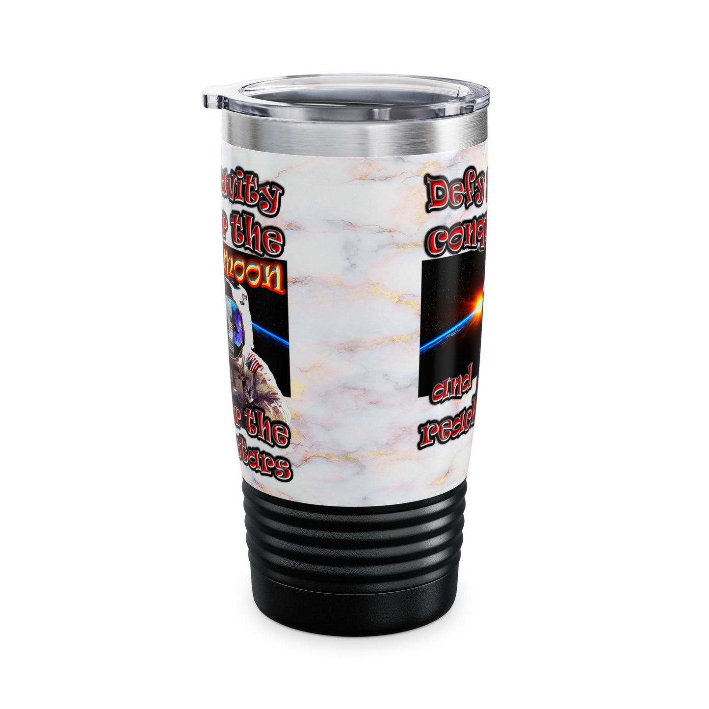defy conquer reach - Ringneck Tumbler, 20oz (white marble)