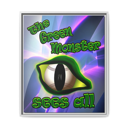 green monster - framed canvas art (grey-pink wave)