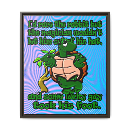 turtle race - framed canvas art (light blue-purple wave)