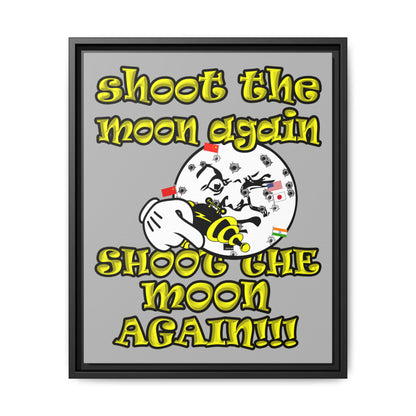 shoot the moon again - framed canvas art (light grey)