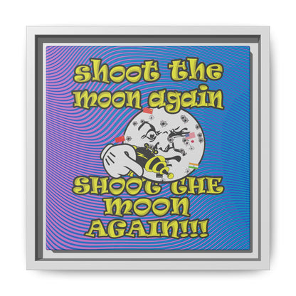 shoot the moon again - framed canvas art (light blue-purple wave)