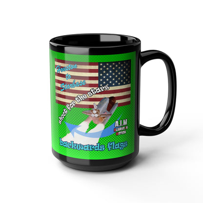 shoot for the stars - Black Mug (logo green)