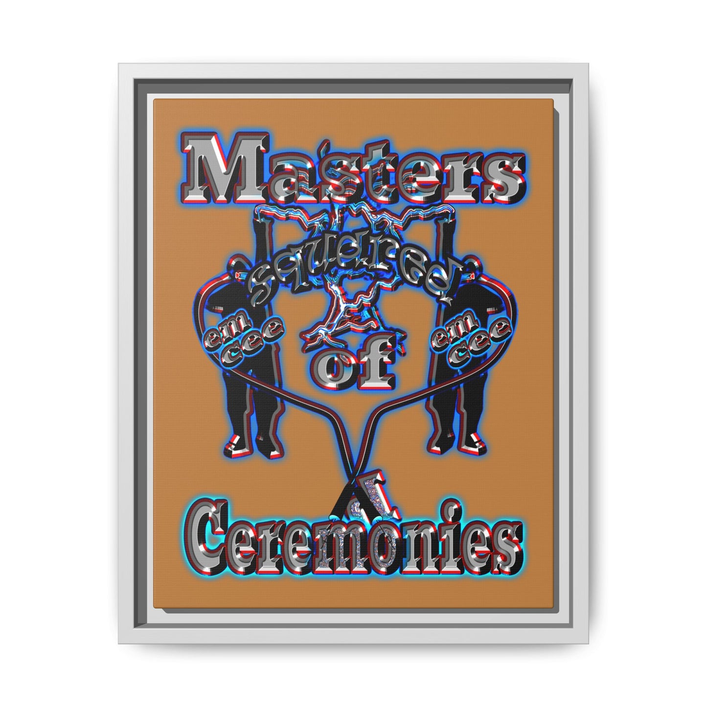 em cee squared - framed canvas art (light brown)