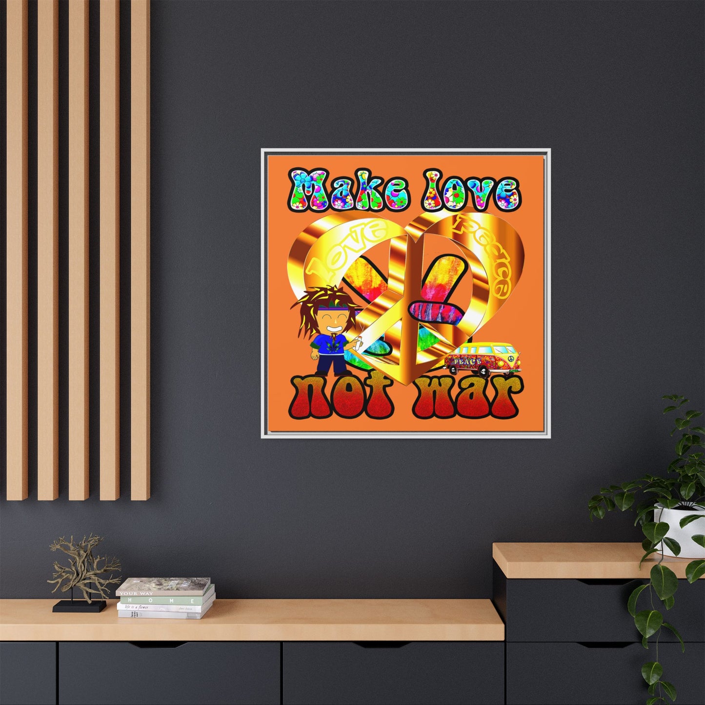 love peace - framed canvas art (crusta)