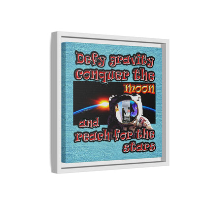 defy conquer reach - framed canvas art (faded blue)