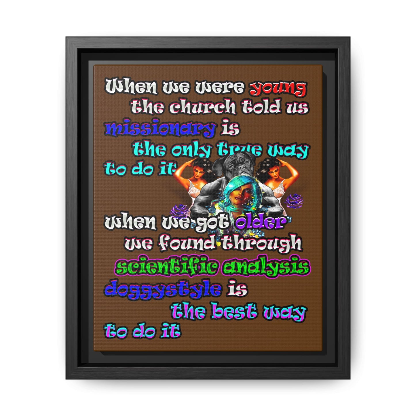doggystyle - framed canvas art (brown)