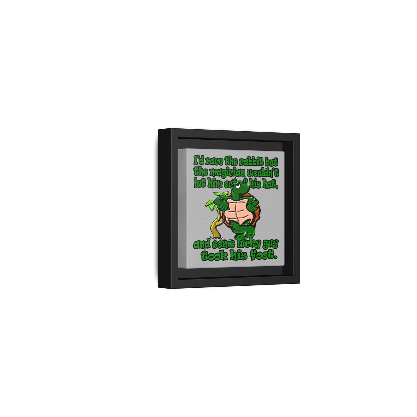 turtle race - framed canvas art (light grey)