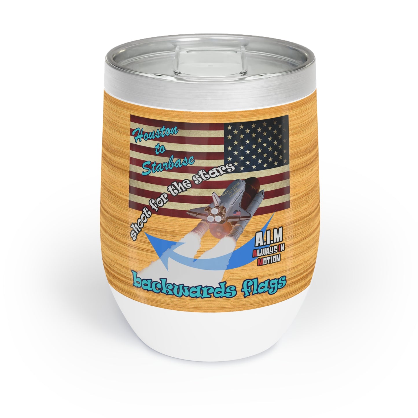 shoot for the stars - Chill Wine Tumbler (butterscotch wood finish)