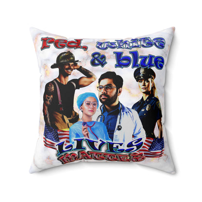 rw&b lives matter - Spun Polyester Square Pillow - (white marble)