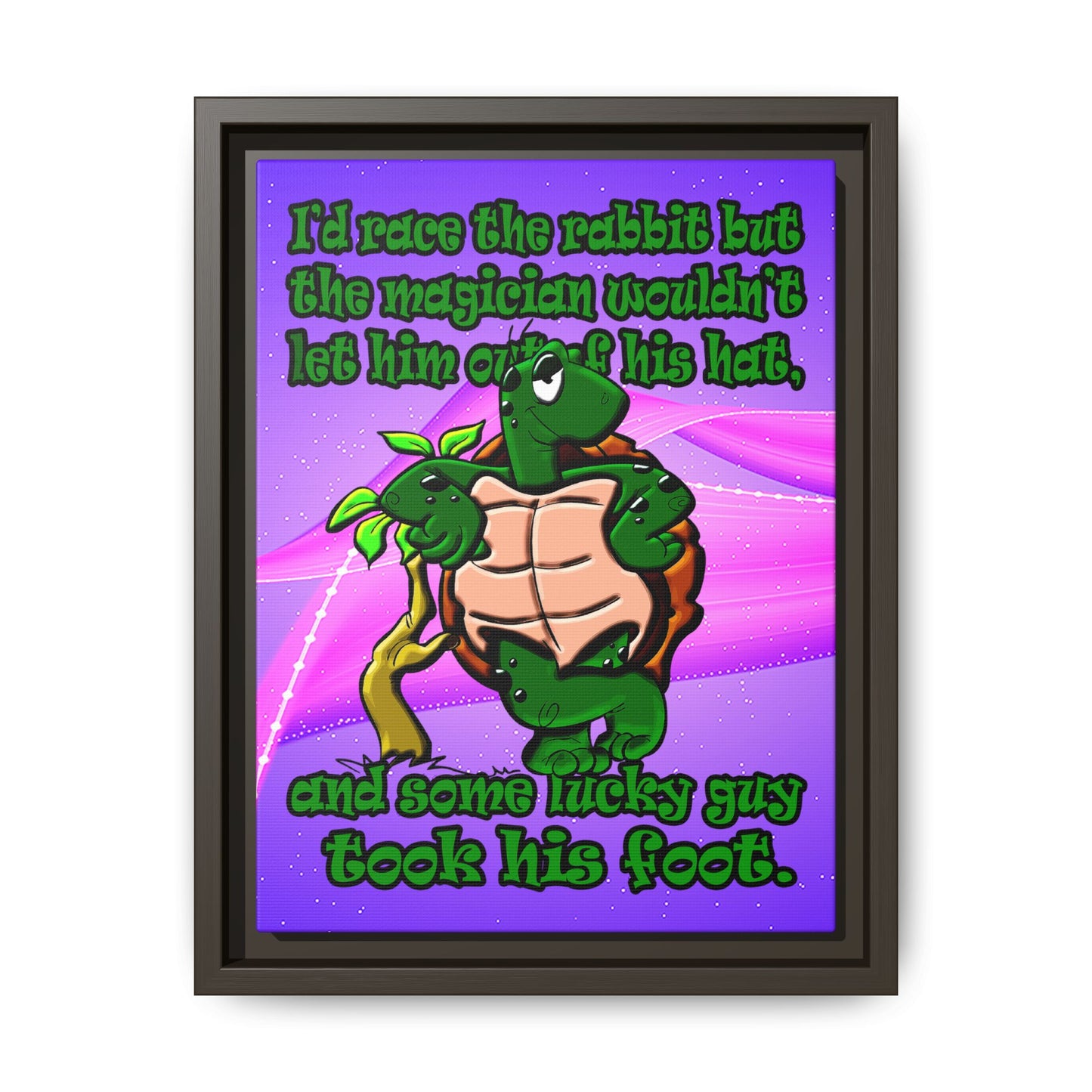 turtle race - framed canvas art (purple-pink wave)