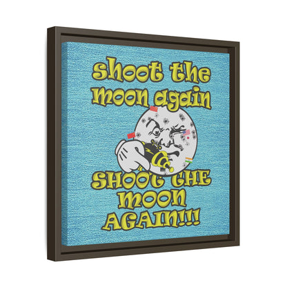 shoot the moon again - framed canvas art (faded blue)