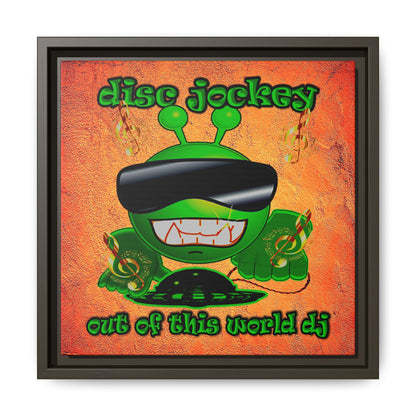 disc jockey - framed canvas art (burnt orange)