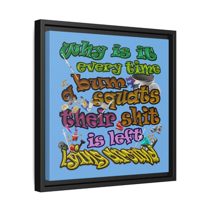 the bum's shit - framed canvas art (light blue)