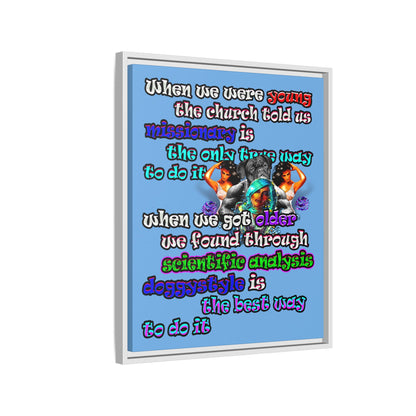 doggystyle - framed canvas art (light blue)