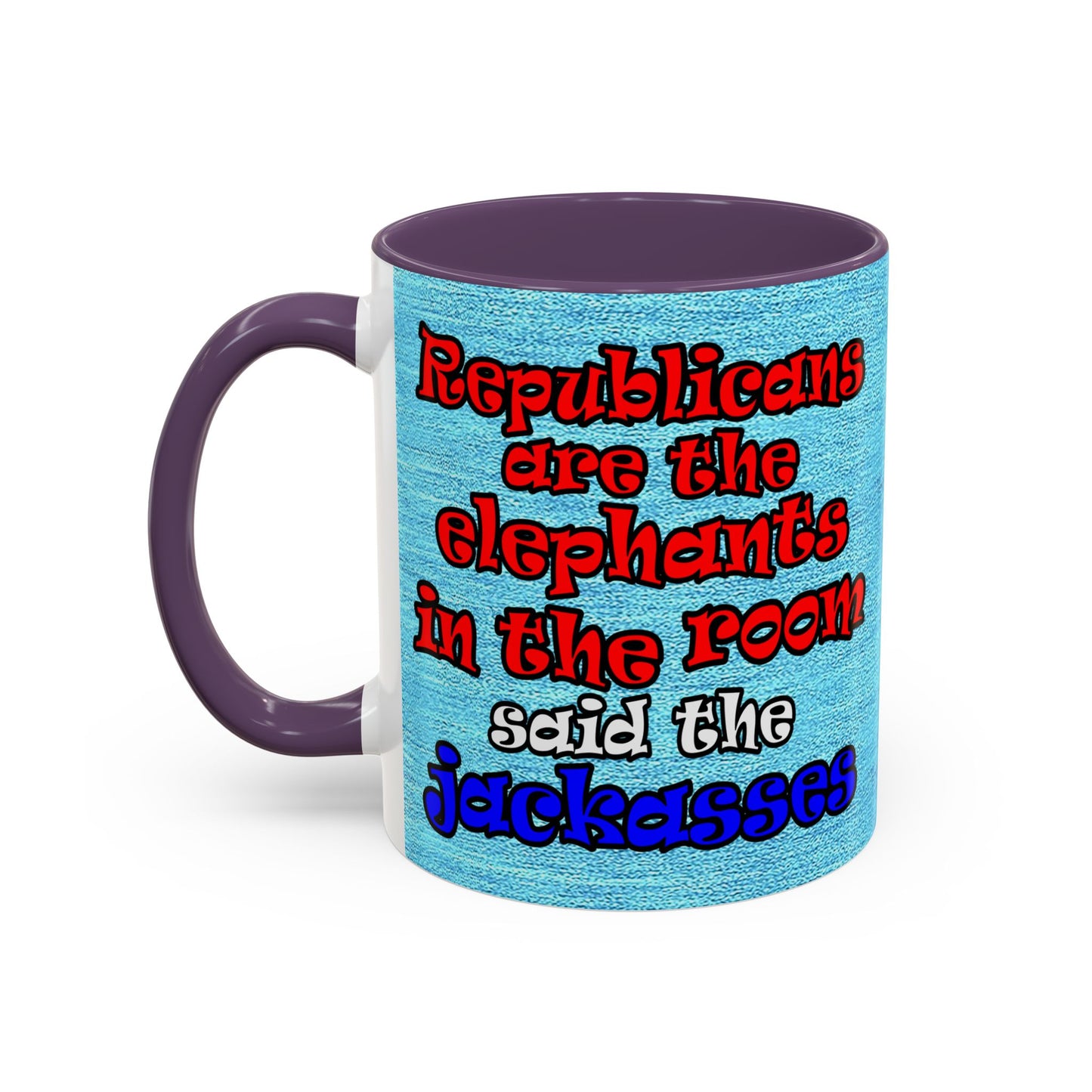 donkeys and elephants - Accent Mug (faded blue)