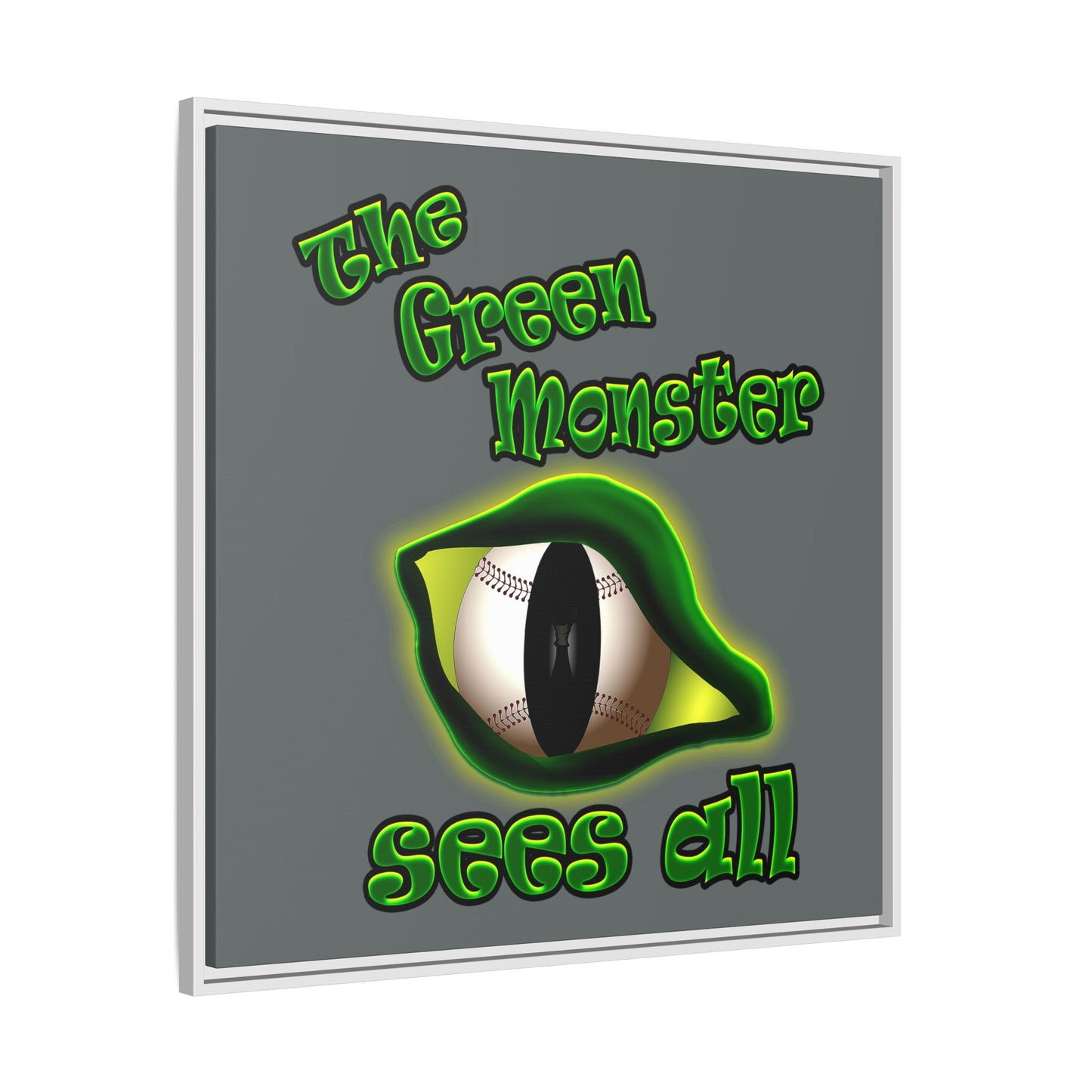 green monster - framed canvas art (dark grey)
