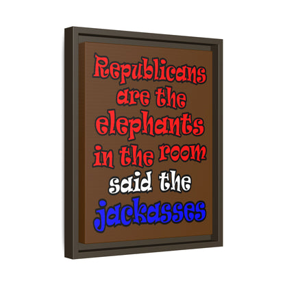 donkeys and elephants - framed canvas art (brown)