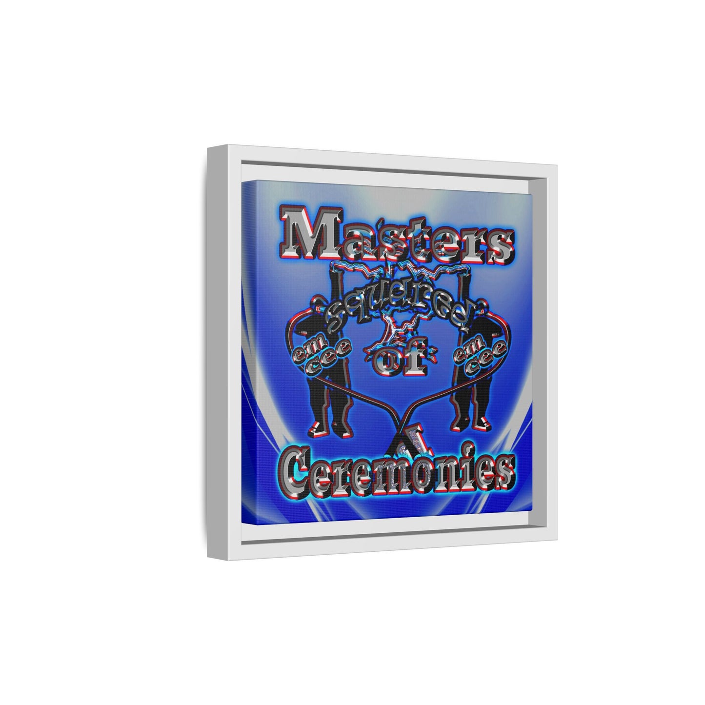 em cee squared - framed canvas art (blue-white wave)