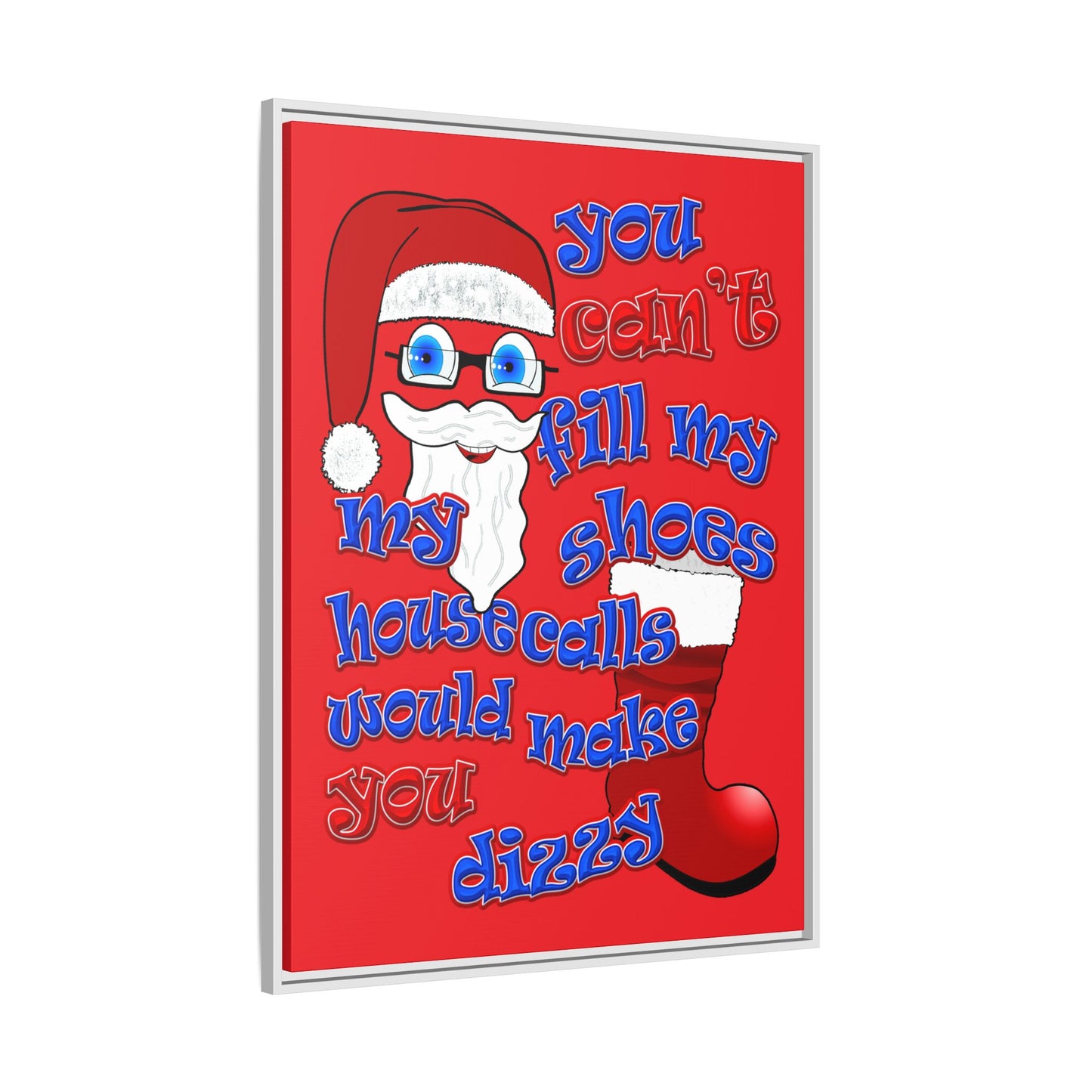 santa's shoes - framed canvas art (red)