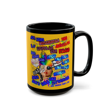 drop the beat - Black Mug (yellow)