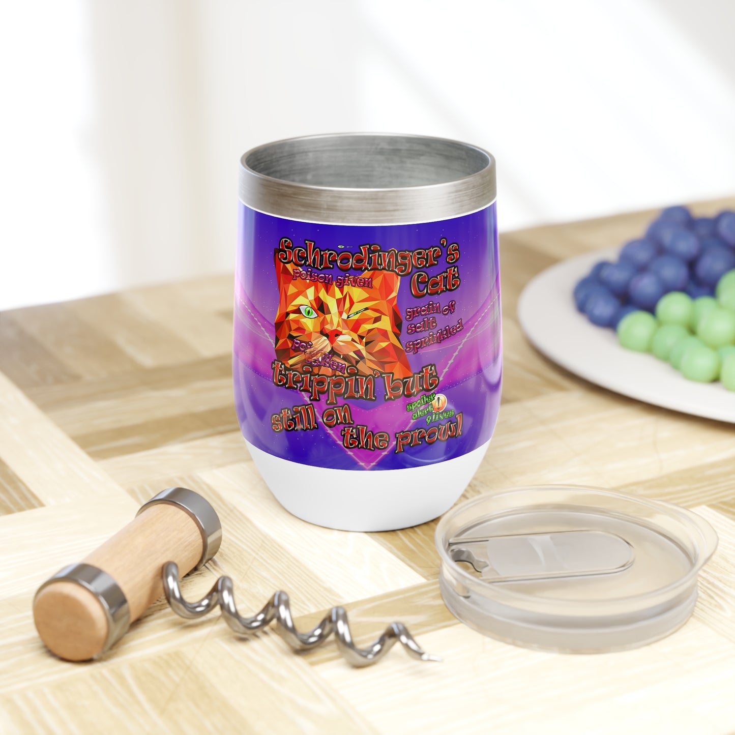 schrodinger's cat - Chill Wine Tumbler (purple-pink wave)