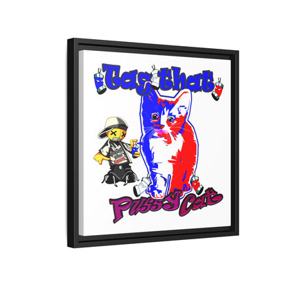 tag that - framed canvas art (white)