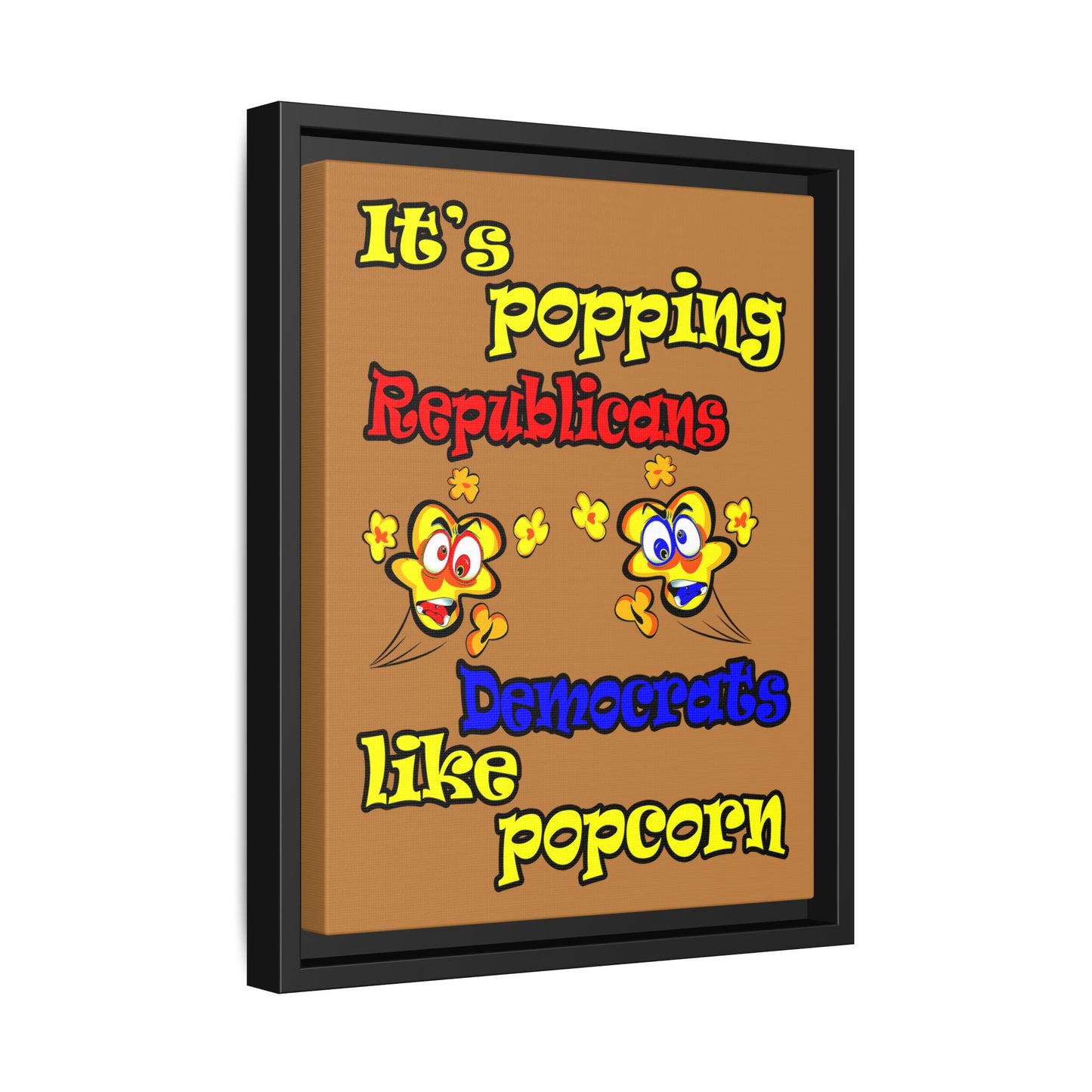 popping like popcorn - framed canvas art (light brown)