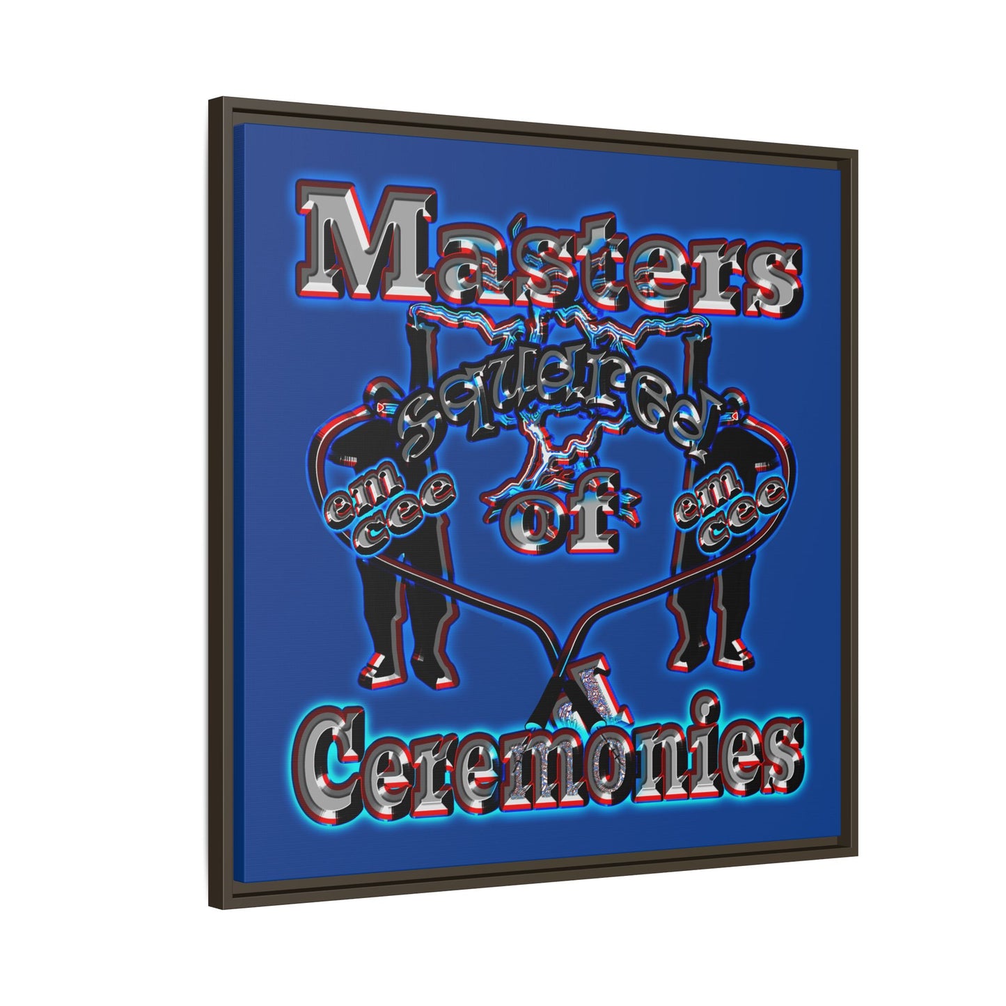em cee squared - framed canvas art (dark blue)
