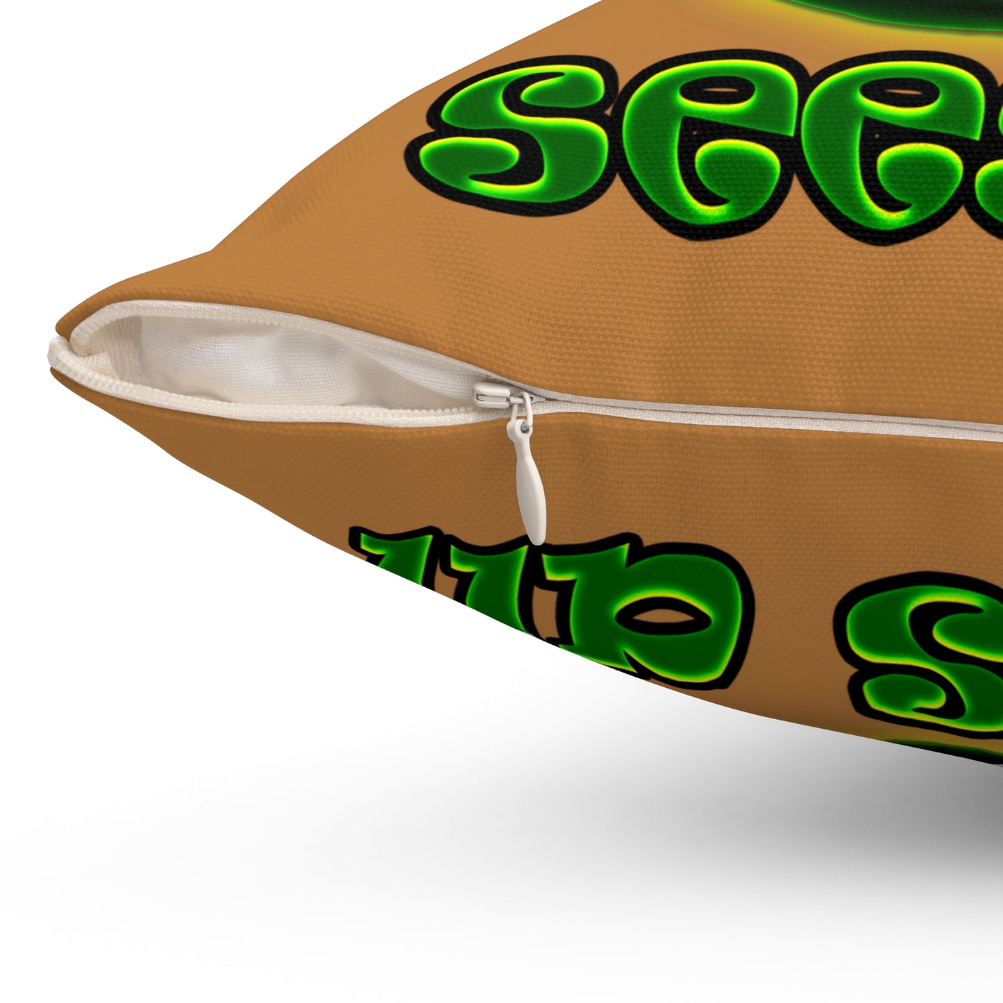 green monster - Spun Polyester Square Pillow - (light brown)