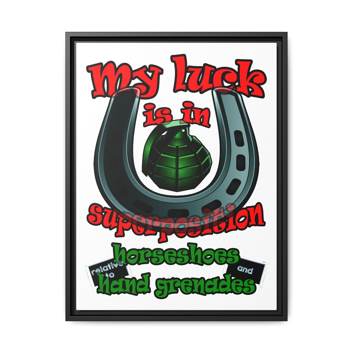 my luck - framed canvas art (white)