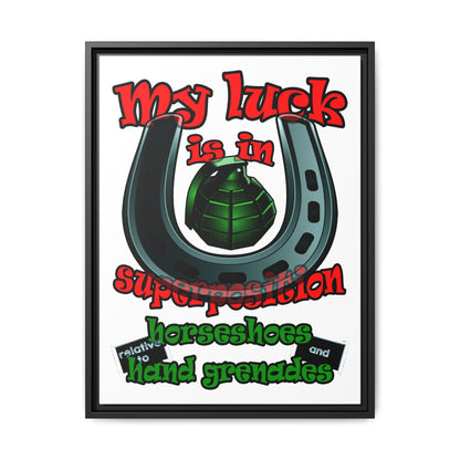 my luck - framed canvas art (white)