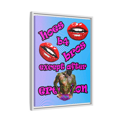 hoes b4 bros - framed canvas art (light blue-purple wave)
