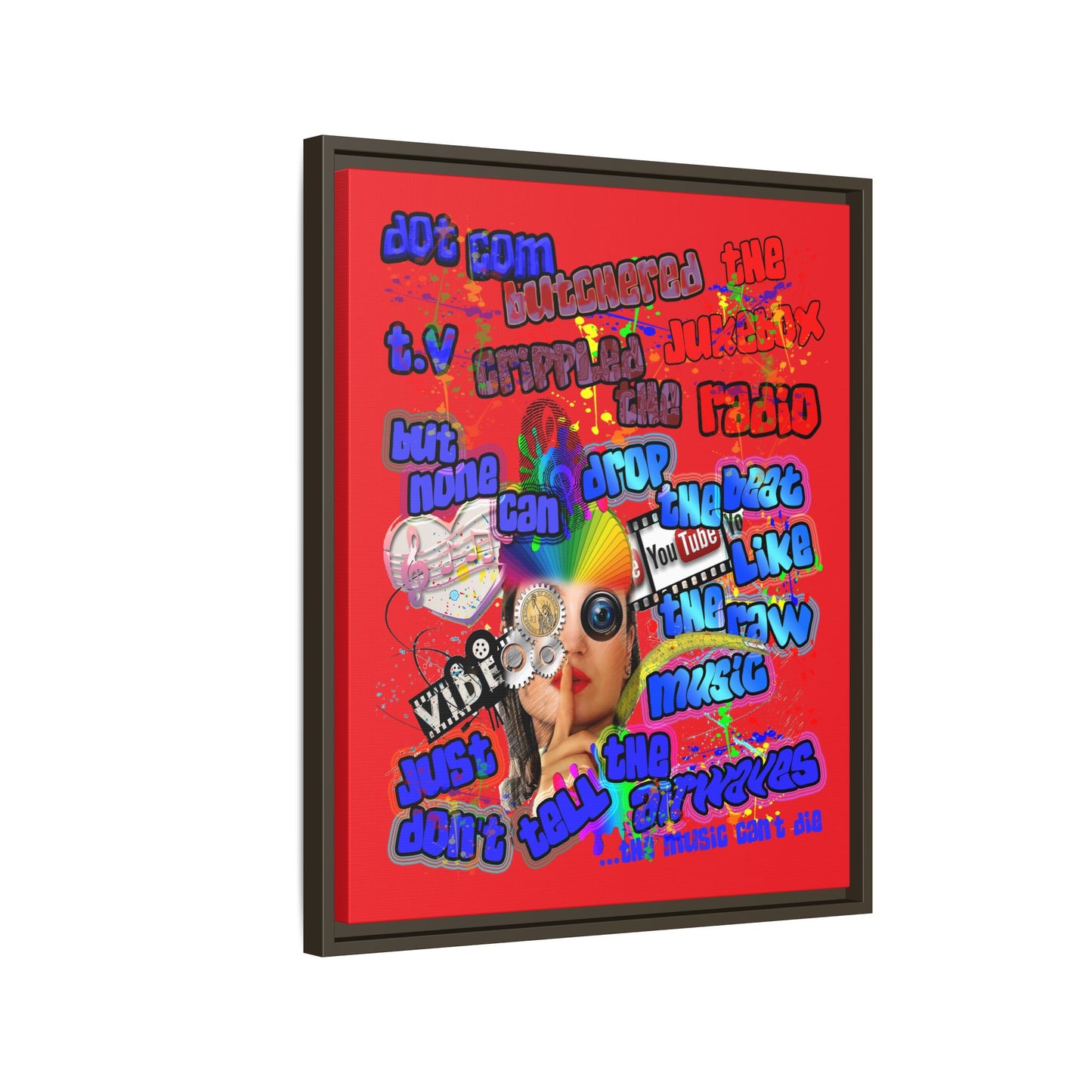 drop the beat - framed canvas art (red)