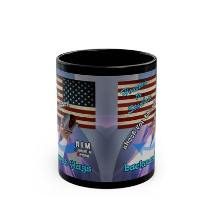 shoot for the stars - Black Mug (grey-pink wave)