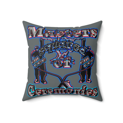 em cee squared - Spun Polyester Square Pillow - (dark grey)
