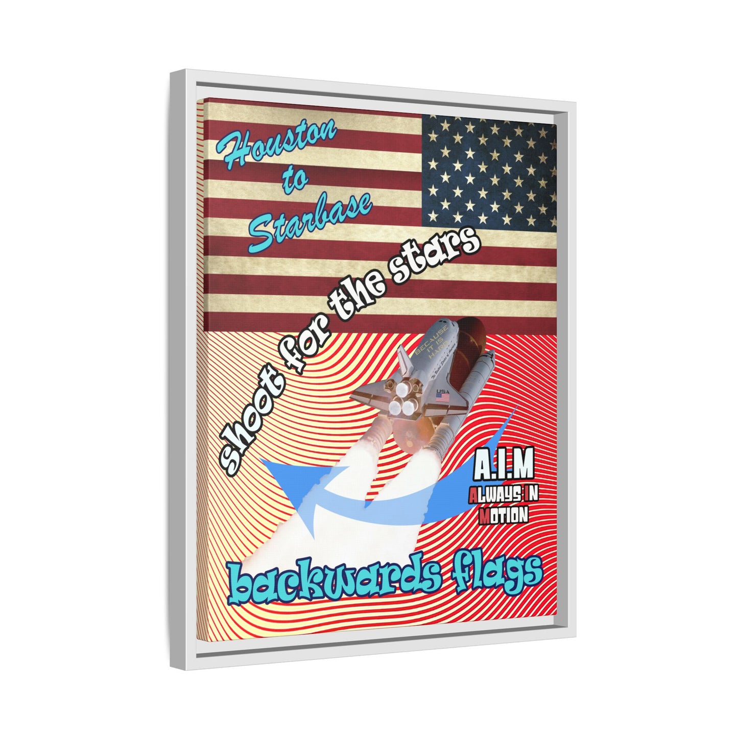 shoot for the stars - framed canvas art (yellow-orange wave)