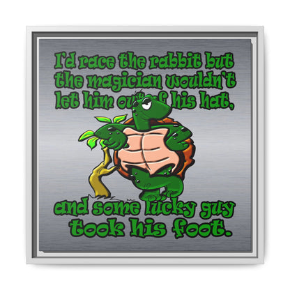 turtle race - framed canvas art (brushed nickel)