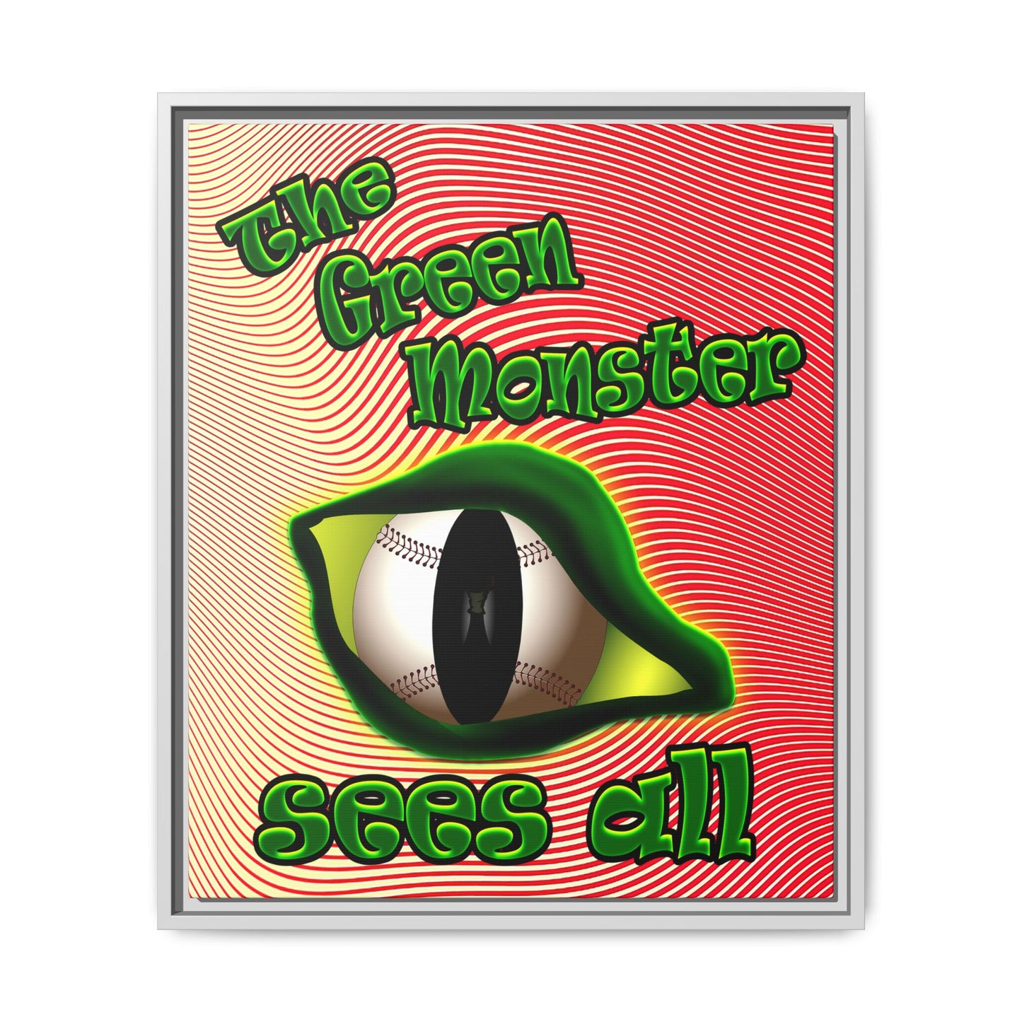 green monster - framed canvas art (yellow-orange wave)