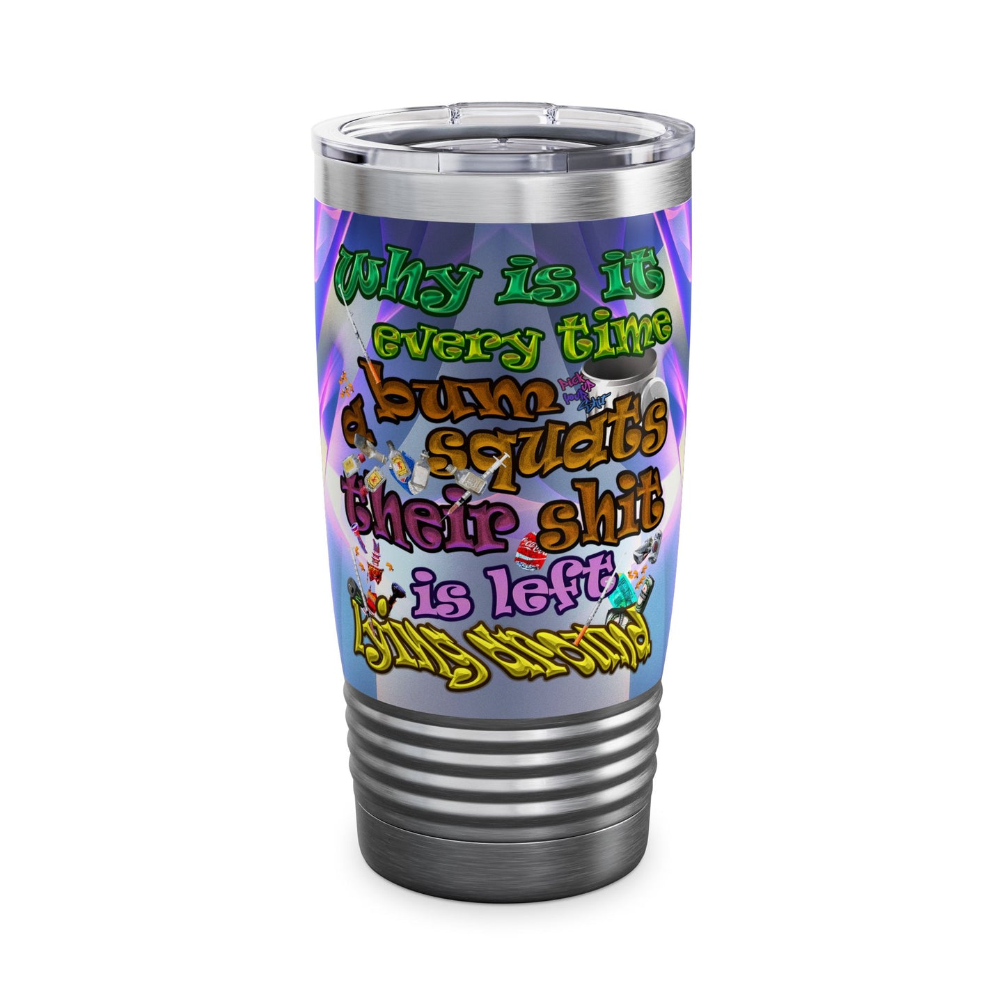 the bum's shit - Ringneck Tumbler, 20oz (grey-pink wave)