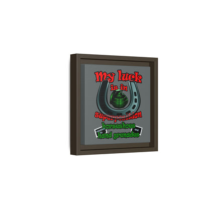 my luck - framed canvas art (dark grey)