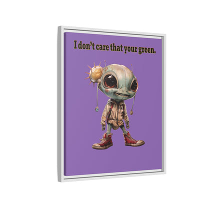 I don't care that your green - framed canvas art (light purple)