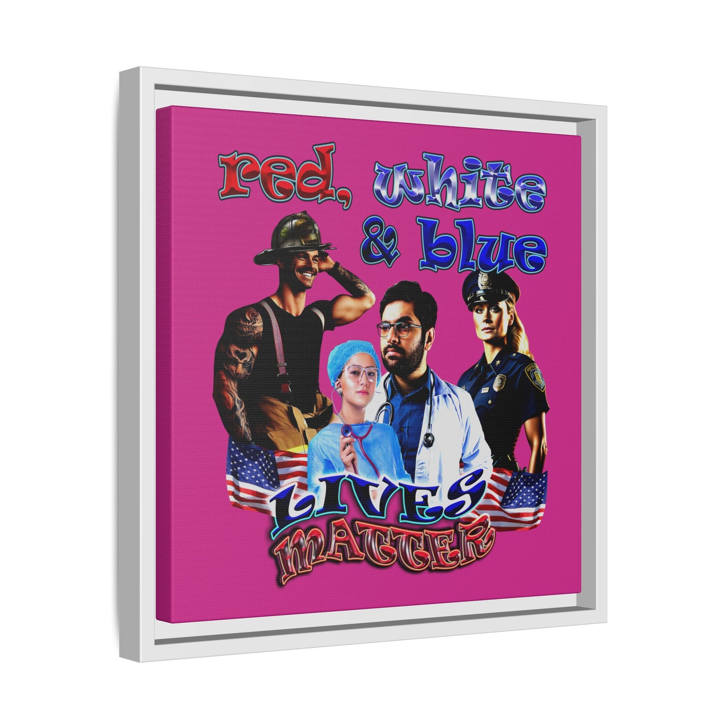 rw&b lives matter - framed canvas art (pink)